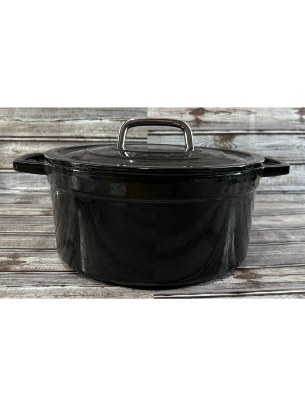 Martha Stewart Dutch Oven Black Enamel Cast Iron 6Qt. Round Covered Cookware